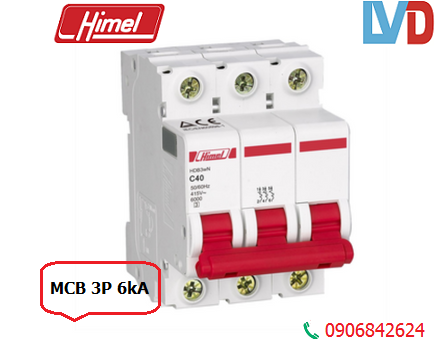 MCB 3P 10A 6kA Himel HDV3WN3C10