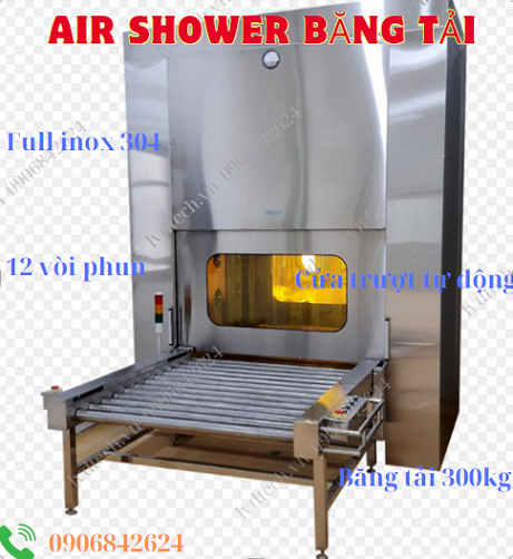 Buồng tắm khí Air shower băng tải inox 304